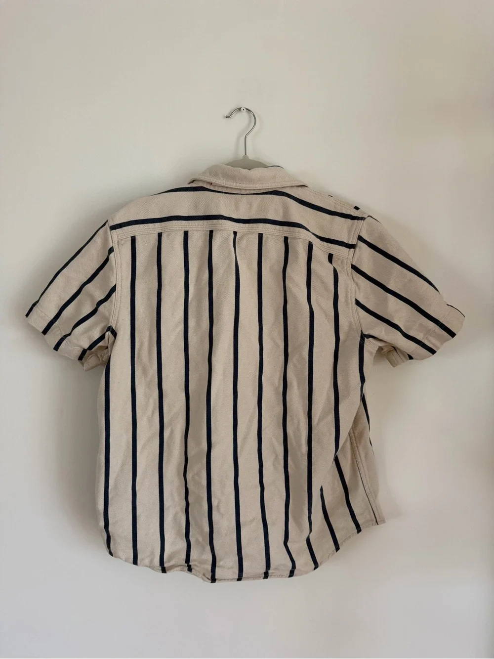 Banana Republic COTTON-LINEN INDIGO STRIPED SHIRT Summer Vacation Medium